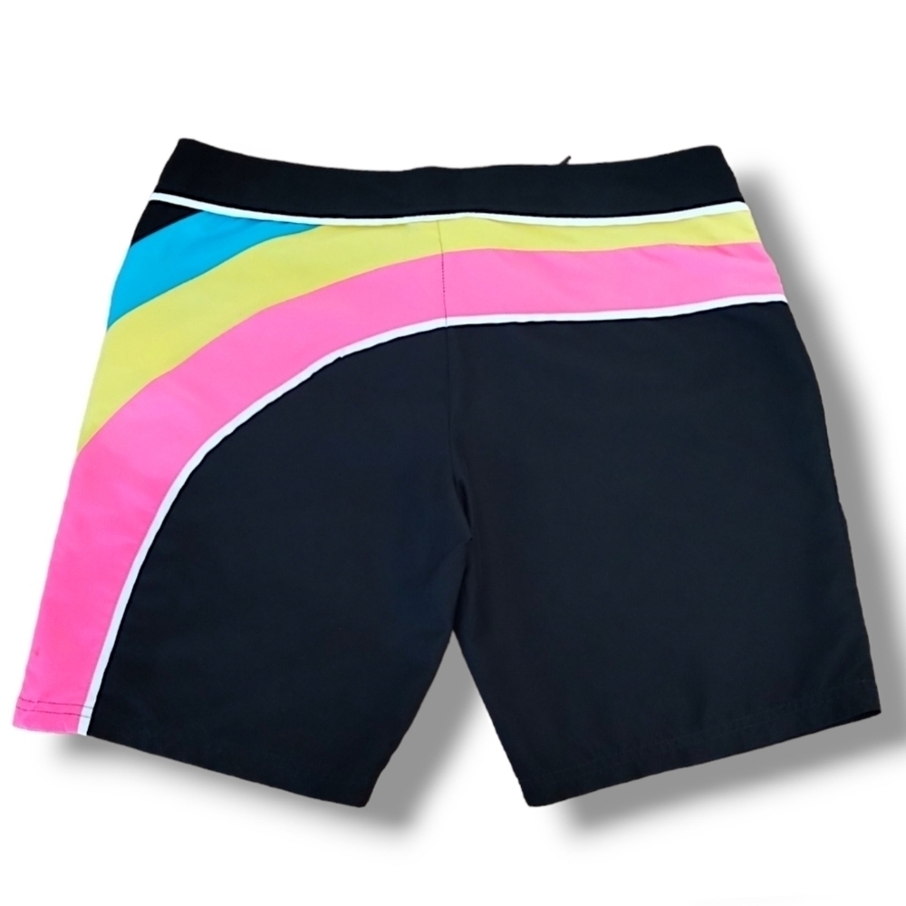 Ocean Pacific Ladies Juniors Mid-Rise 9" Neon Wave Board Shorts - Picture 2 of 7
